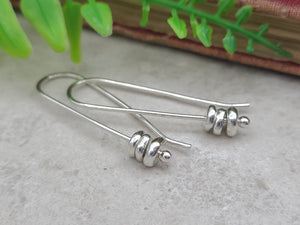 Sterling Silver Pebble Threader Earrings / Threaders / Thin Earrings