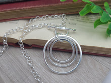 Load image into Gallery viewer, Large Chunky Sterling Silver Circle Front Clasp Necklace / Hammered Disc
