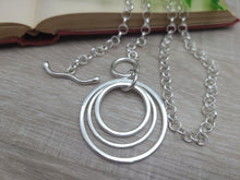 Load image into Gallery viewer, Large Chunky Sterling Silver Circle Front Clasp Necklace / Hammered Disc
