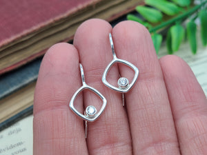 Sterling Square and Crystal Earrings
