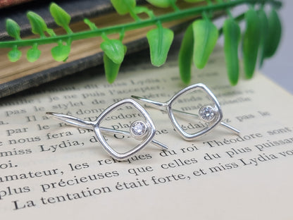 Sterling Square and Crystal Earrings