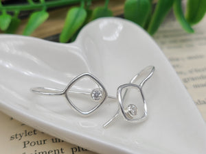 Sterling Square and Crystal Earrings