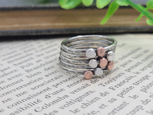 Load image into Gallery viewer, Sterling Silver and Copper Stacker Ring Set / Set of 3 or Set of 5
