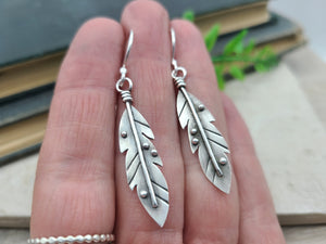 Sterling Silver Feather Earrings