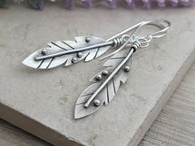 Load image into Gallery viewer, Sterling Silver Feather Earrings
