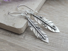 Load image into Gallery viewer, Sterling Silver Feather Earrings
