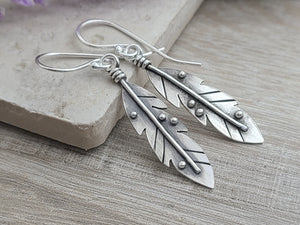 Sterling Silver Feather Earrings