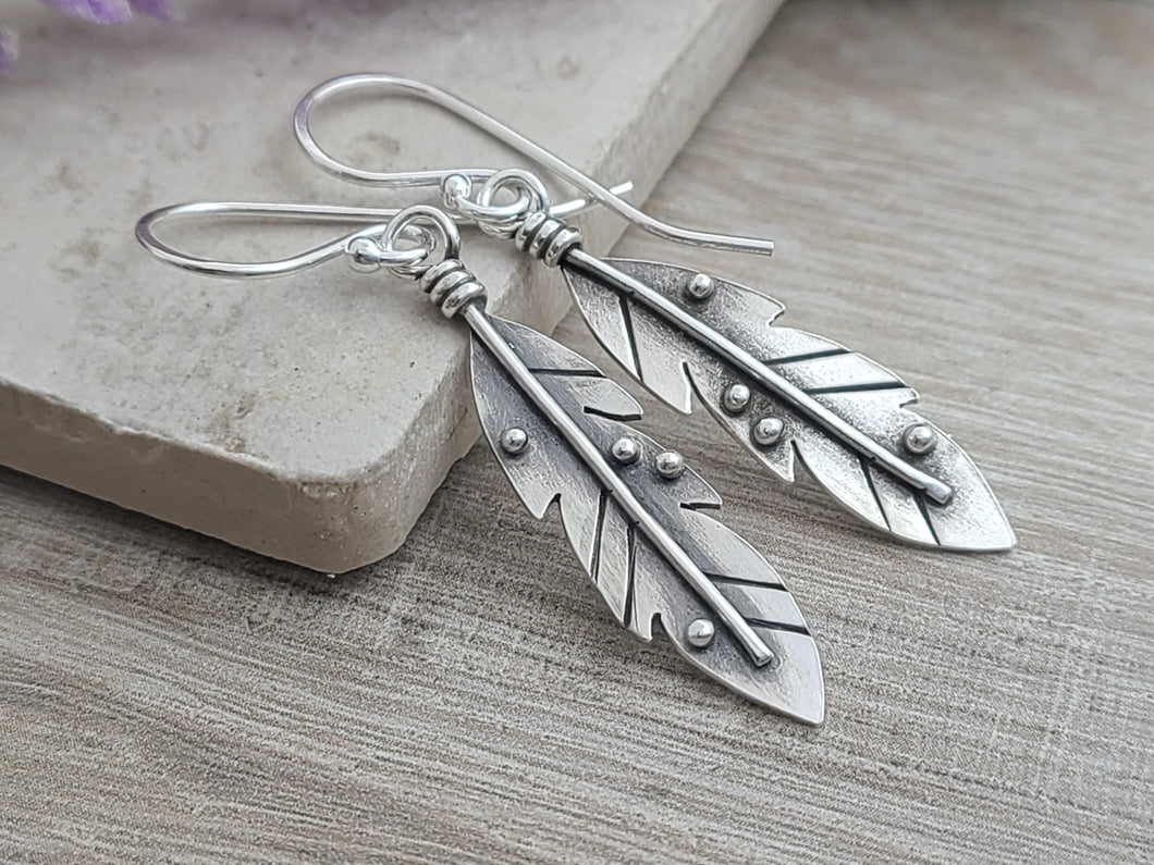 Sterling Silver Feather Earrings