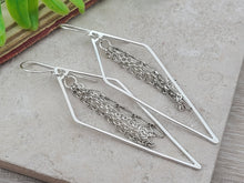 Load image into Gallery viewer, Sterling Silver Long Fringe Hoop Earrings
