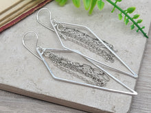 Load image into Gallery viewer, Sterling Silver Long Fringe Hoop Earrings
