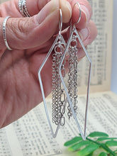 Load image into Gallery viewer, Sterling Silver Long Fringe Hoop Earrings
