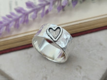Load image into Gallery viewer, Sterling Heart Ring / Wide Band / Open Heart
