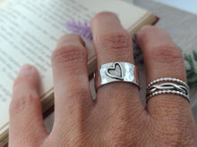 Load image into Gallery viewer, Sterling Heart Ring / Wide Band / Open Heart
