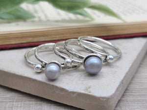 Sterling Silver Pearl Stacker Rings / Stackers /