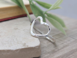 Sterling Silver Hammered Heart Ring