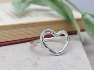 Sterling Silver Hammered Heart Ring