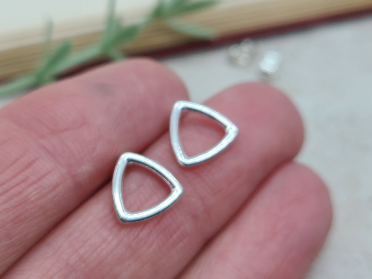 Small Sterling Triangle Stud Earrings