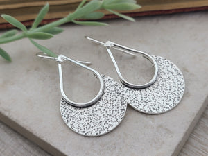 Sterling Hammered Textured Round Disc Earrings