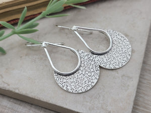 Sterling Hammered Textured Round Disc Earrings