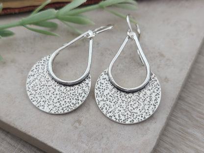 Sterling Hammered Textured Round Disc Earrings