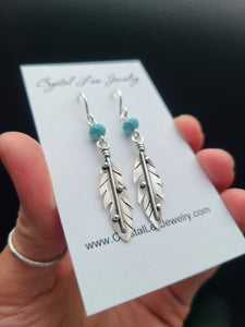Sterling Silver & Turquoise Feather Earrings