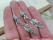 Load image into Gallery viewer, Sterling Silver &amp; Turquoise Feather Earrings
