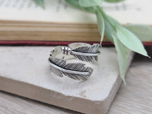 Load image into Gallery viewer, Sterling Feather Ring / Adjustable  / Bypass Ring /
