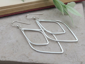 Sterling Circle Hoop Earrings / Lotus Petal