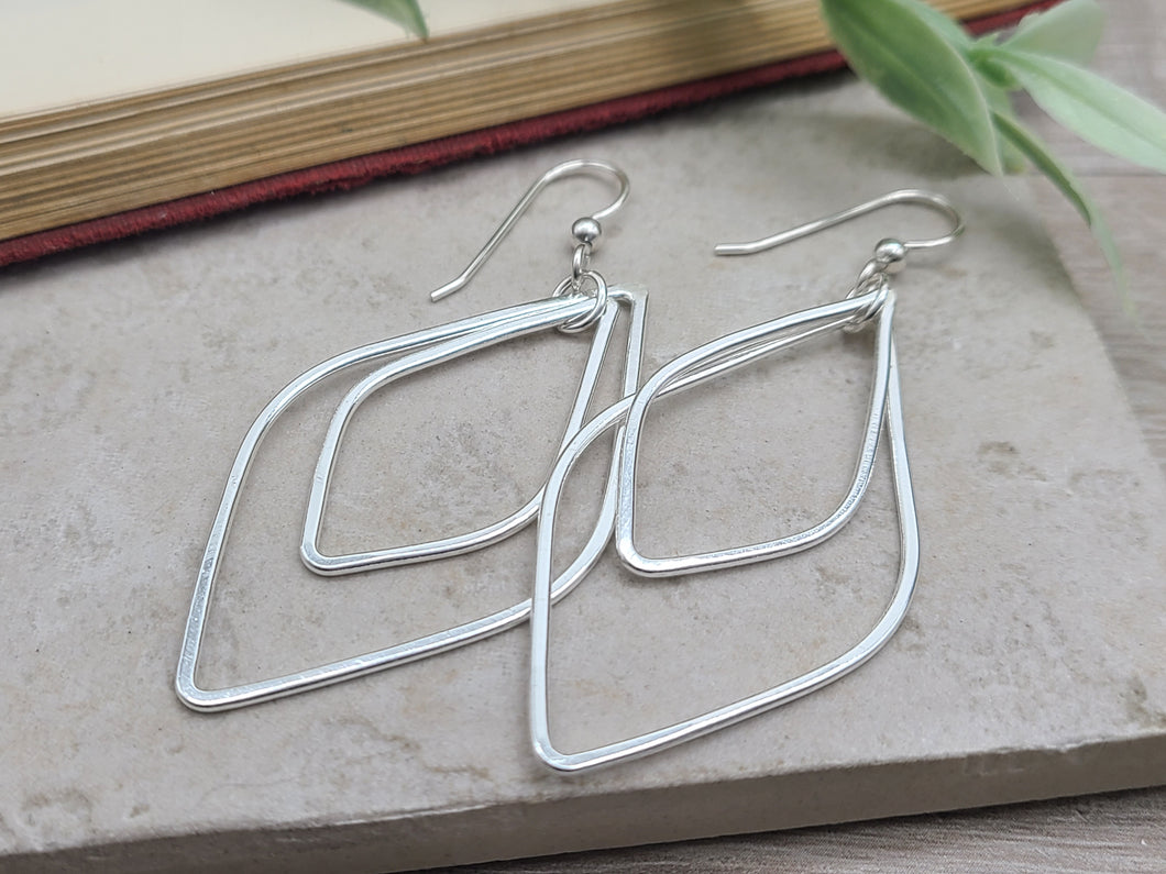 Sterling Circle Hoop Earrings / Lotus Petal