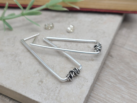 Sterling Silver Rectangle Wrapped Hoops