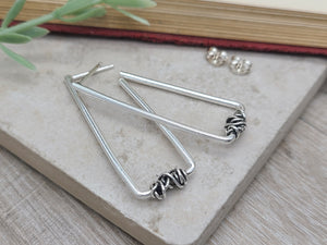 Sterling Silver Rectangle Wrapped Hoops