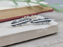 Load image into Gallery viewer, Sterling Silver Feather Stud Earrings / Feather Earrings / Climber Earrings / Gypsy / Tribal
