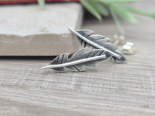 Load image into Gallery viewer, Sterling Silver Feather Stud Earrings / Feather Earrings / Climber Earrings / Gypsy / Tribal
