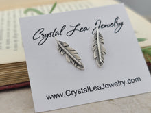 Load image into Gallery viewer, Sterling Silver Feather Stud Earrings / Feather Earrings / Climber Earrings / Gypsy / Tribal
