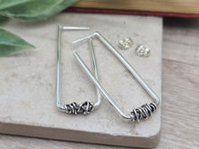 Load image into Gallery viewer, Sterling Silver Rectangle Wrapped Hoops
