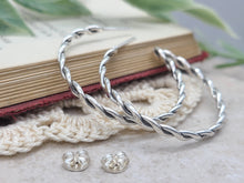 Load image into Gallery viewer, Sterling Silver Twisted Hoop Earrings / Braided  Hoops
