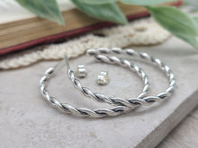 Load image into Gallery viewer, Sterling Silver Twisted Hoop Earrings / Braided  Hoops
