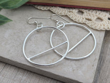 Load image into Gallery viewer, Sterling Silver Circle Hoop Earrings / Geometric / Dangle / Bar
