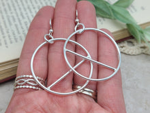 Load image into Gallery viewer, Sterling Silver Circle Hoop Earrings / Geometric / Dangle / Bar
