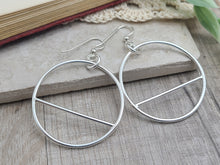 Load image into Gallery viewer, Sterling Silver Circle Hoop Earrings / Geometric / Dangle / Bar
