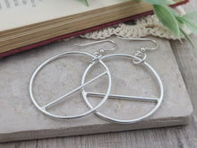 Load image into Gallery viewer, Sterling Silver Circle Hoop Earrings / Geometric / Dangle / Bar
