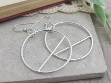 Load image into Gallery viewer, Sterling Silver Circle Hoop Earrings / Geometric / Dangle / Bar
