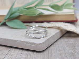 Sterling Silver Wrap Wave Ring / Continuous Ring / Filigree Ring / Organic Ring