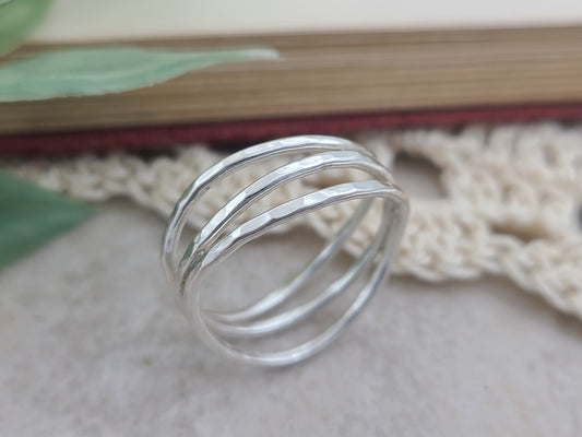 Sterling Silver Wrap Wave Ring / Continuous Ring / Filigree Ring / Organic Ring