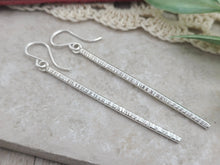 Load image into Gallery viewer, Sterling Hammered Stick Bar Long Earrings
