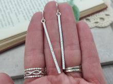Load image into Gallery viewer, Sterling Hammered Stick Bar Long Earrings
