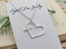 Load image into Gallery viewer, Sterling Silver Hammered Heart/Cross Necklace &quot;Endless Love&quot; / Cross Necklace / Heart Necklace / Faith Necklace
