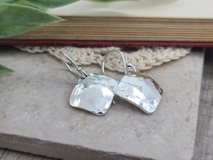 Sterling Hammered Square Disc Earrings / Everyday Staple