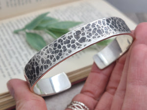 Men's 1/2" Sterling Heavy Thick Hammered Cuff Bracelet