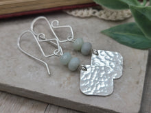 Load image into Gallery viewer, Sterling Silver &amp; Amazonite Hammered Disc Earrings
